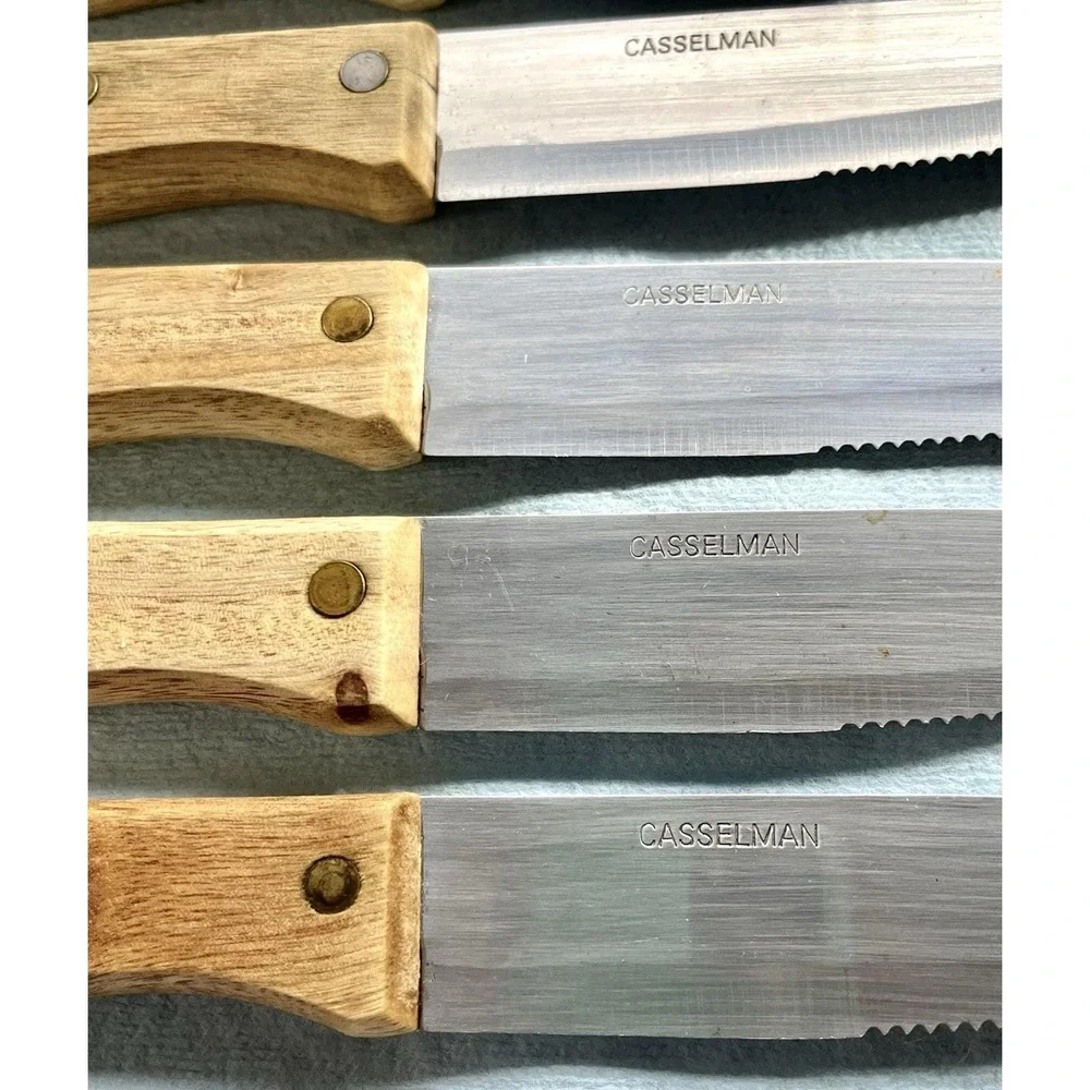 Casselman Steak Knives Set Napa Auto Parts 6 Piece Large Wooden Handle Knife